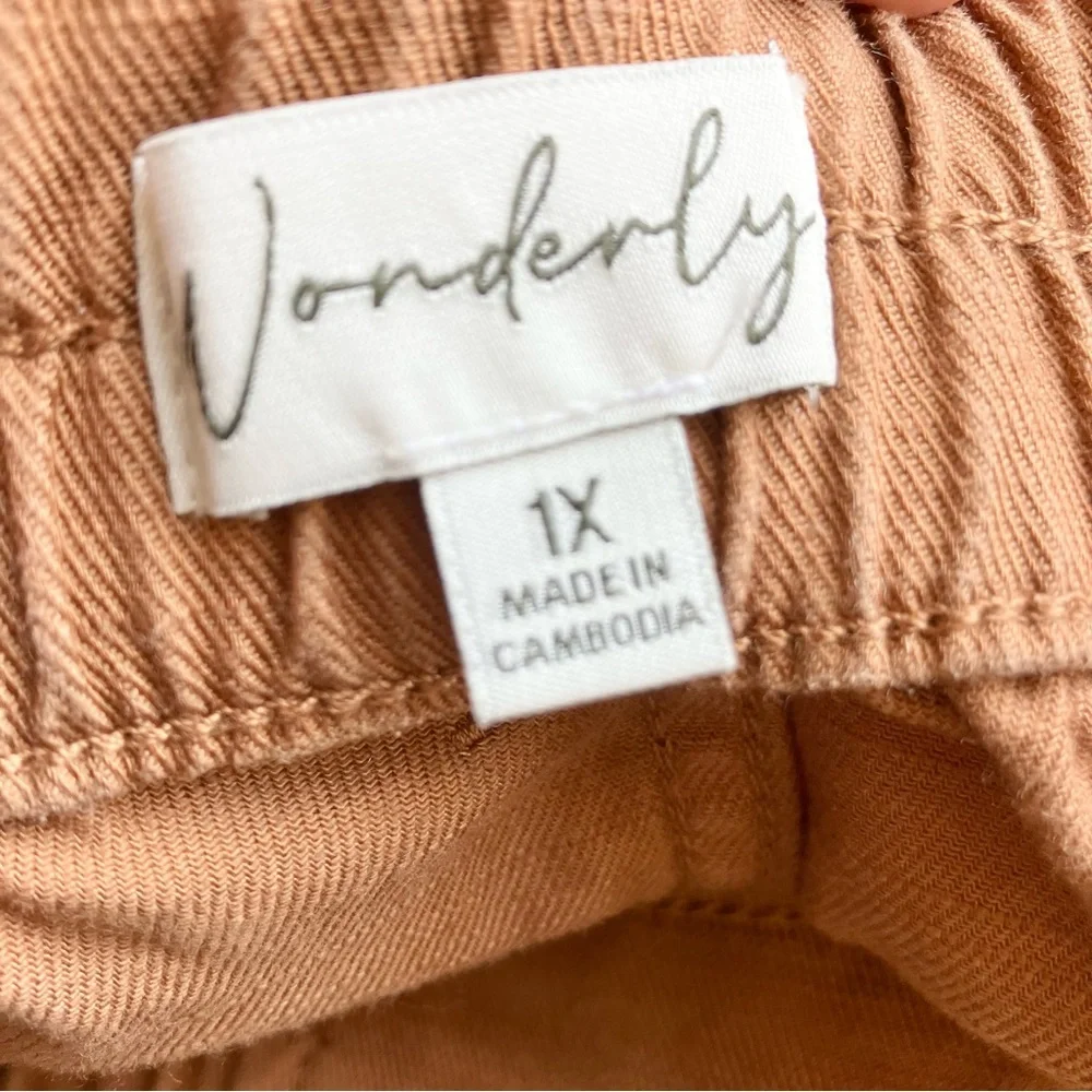 Wonderly Caramel Tan High Rise Button Fly Cropped Pants‎